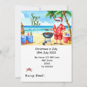 Christmas in July with SANTA CLAUS Save the date Invitation