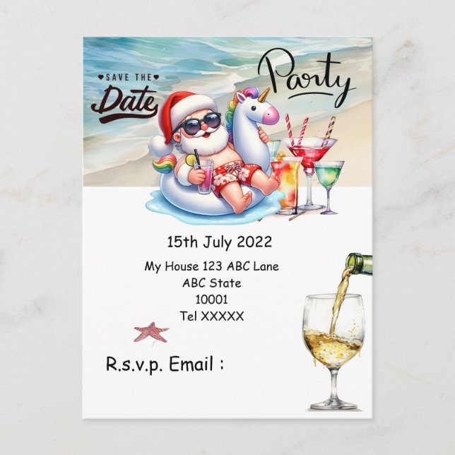 Christmas in July with SANTA CLAUS Save the date   Postcard (Front)