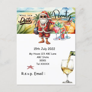 Christmas in July with SANTA CLAUS Save the date   Postcard