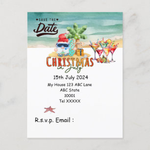 Christmas in July with SANTA CLAUS Save the date   Postcard