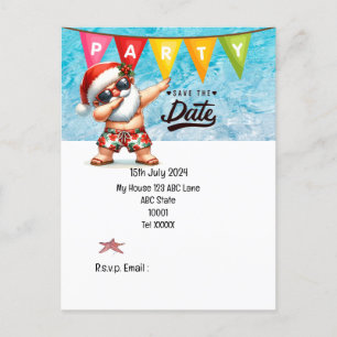 Christmas in July with SANTA CLAUS Save the date   Postcard