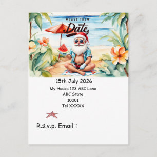 Christmas in July with SANTA CLAUS Save the date Postcard