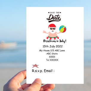 Christmas in July with SANTA CLAUS Save the date Postcard