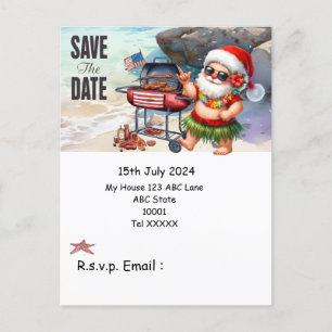 Christmas in July with SANTA CLAUS Save the date Postcard