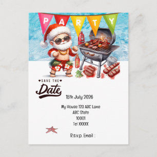 Christmas in July with SANTA CLAUS Save the date   Postcard