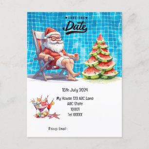 Christmas in July with SANTA CLAUS Save the date Postcard