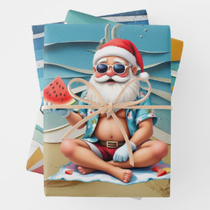 Christmas in July with SANTA CLAUS Wrapping Pape Paper Sheet