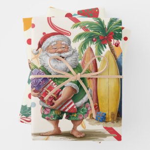 Christmas in July with SANTA CLAUS Wrapping Paper Sheet