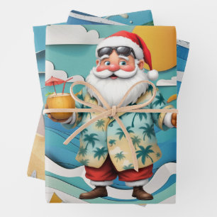 Christmas in July with SANTA CLAUS Wrapping Paper Sheet