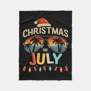 Christmas In July With Vintage Sungles For Summer  Fleece Blanket