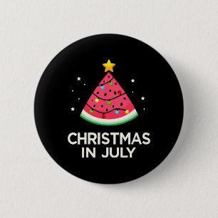 Christmas In July With Watermelon Tree For Summer 6 Cm Round Badge