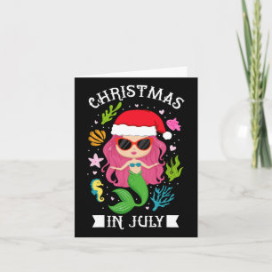 Christmas In July Women Girls Mermaid Beach Summer Card