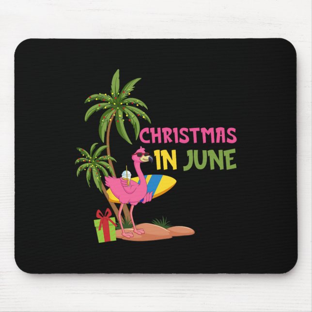 Christmas In June Flamingo Xmas Summer Vacation Be Mouse Pad (Front)