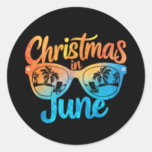 Christmas In June Sunglasses Funny Summer Vacation Classic Round Sticker