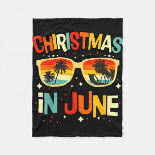 Christmas in june sunglasses funny summer vacation fleece blanket