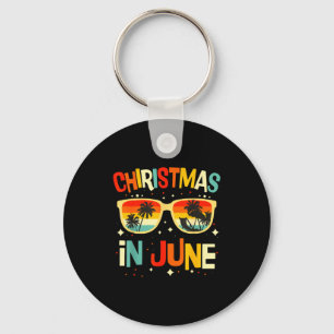 Christmas in june sunglasses funny summer vacation key ring