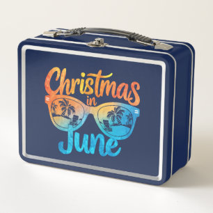 Christmas In June Sunglasses Funny Summer Vacation Metal Lunch Box