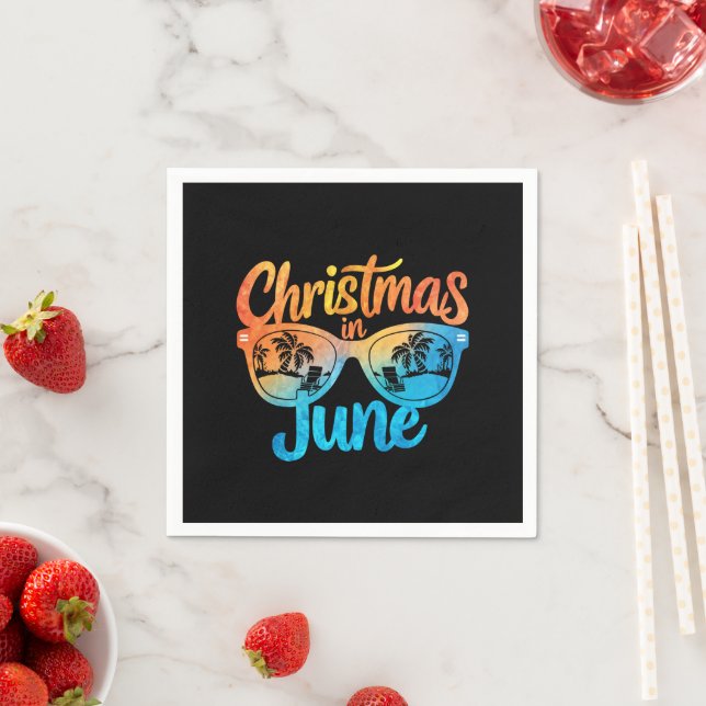 Christmas In June Sunglasses Funny Summer Vacation Napkin (Insitu)