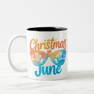 Christmas In June Sunglasses Funny Summer Vacation Two-Tone Coffee Mug