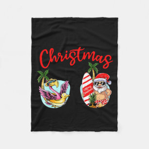 Christmas in june sunglasses santa flamingo summer fleece blanket
