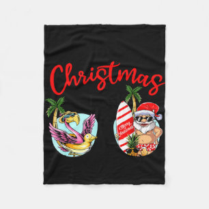 Christmas in june sunglasses santa flamingo summer fleece blanket