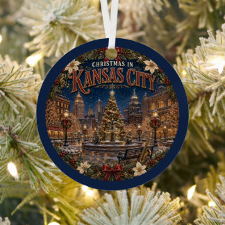 Christmas in Kansas City Vintage Travel Keepsake Metal Tree Decoration