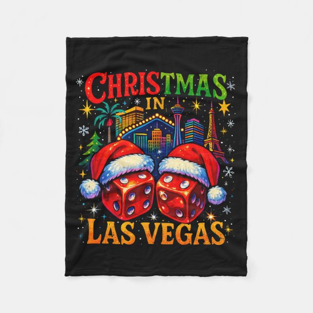 Christmas In Las Vegas Funny Holiday Design Long S Fleece Blanket (Front)