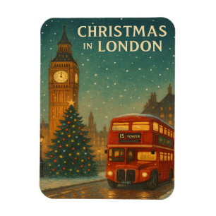 Christmas in London – Festive Holiday Scene with R Magnet
