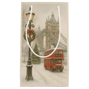 Christmas in London Gift for Traveler Holiday Small Gift Bag