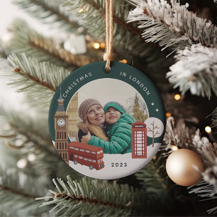 Christmas in London Keepsake Photo Ceramic Ornament