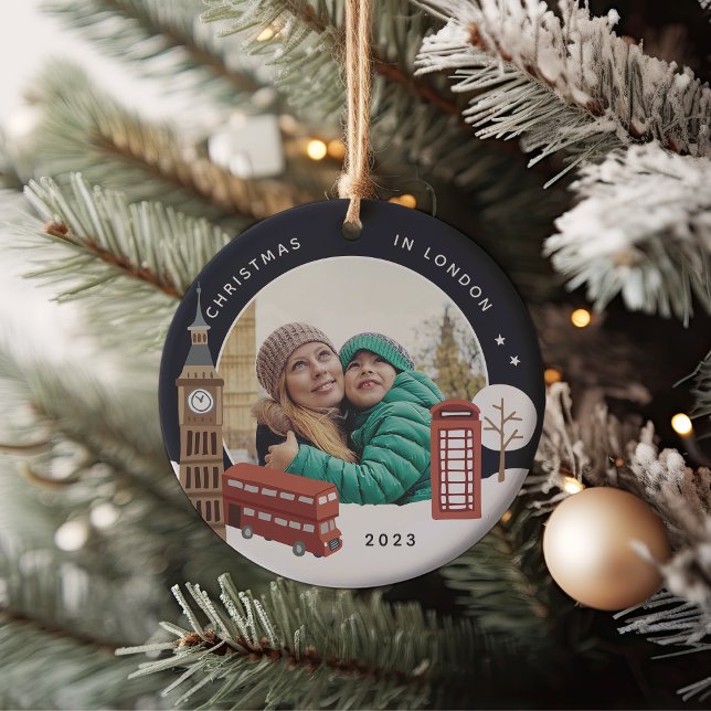 Christmas in London Keepsake Photo Ceramic Ornament (Creator Uploaded)