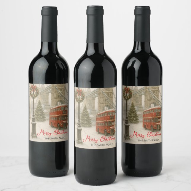 Christmas in London Personalized Wine Label (Bottles)