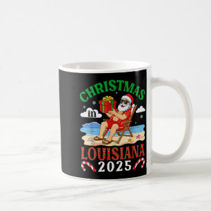 Christmas In Louisiana 2025 Santa Beach Lounge Hol Coffee Mug