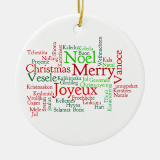 Christmas in many languages ceramic tree decoration