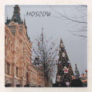 Christmas in Moscow Glass Coaster