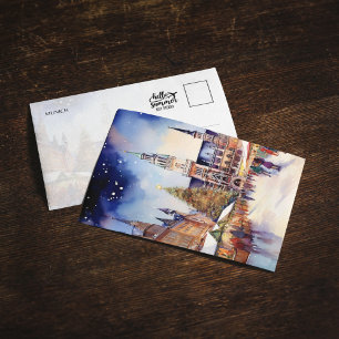Christmas in Munich Watercolor Postcard
