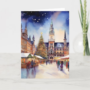 Christmas in Munich Watercolor Thank You Card