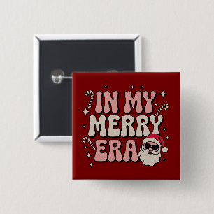 Christmas in My Merry Era Cute Groovy Xmas 15 Cm Square Badge