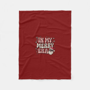 Christmas in My Merry Era Cute Groovy Xmas Fleece Blanket
