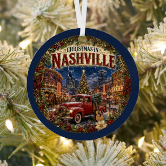 Christmas in Nashville Vintage Travel Keepsake Metal Tree Decoration