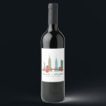 Christmas in New York, Architecture Skyline Wine Label<br><div class="desc">Calling all lovers of New York City! This elegant and minimal design features five iconic landmarks of the NYC skyline -- the Statue of Liberty, the Chrysler Building, the Empire State Building, the Flatiron Building, and the Brooklyn Bridge. It makes an elegant and unique statement for labels on wine bottles...</div>