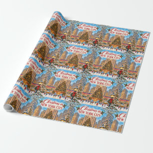 Christmas in New York City Vintage Holiday  Wrapping Paper