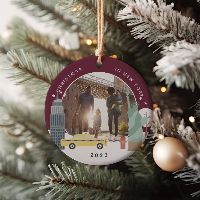 Christmas in New York Keepsake Photo Ceramic Ornament (Creator Uploaded)