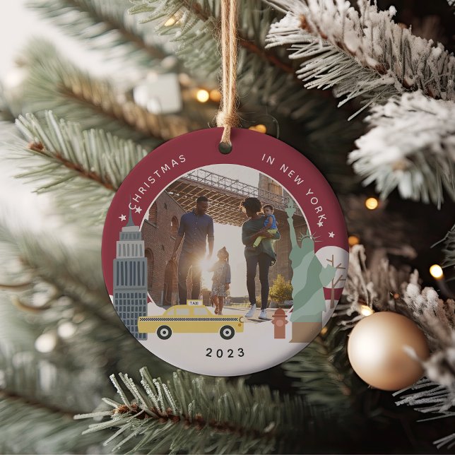 Christmas in New York Keepsake Photo Ceramic Ornament (Creator Uploaded)