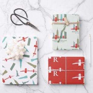 Christmas in New York Personalised Architecture Wrapping Paper Sheet
