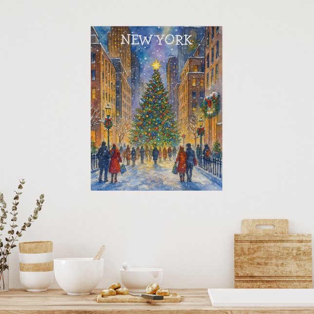 Christmas in New York Poster, Winter City Scene  Poster (Kitchen)