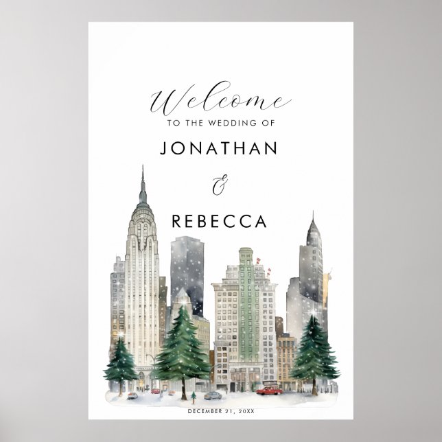 Christmas in New York wedding welcome sign poster (Front)