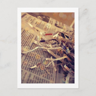 christmas in newsprint holiday postcard