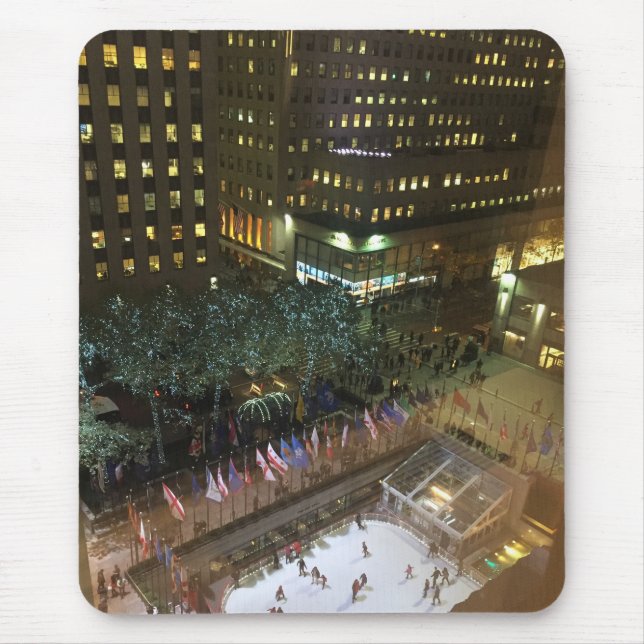 Christmas in NYC Rockefeller Centre Ice Rink Mouse Pad (Front)