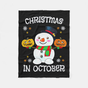 Christmas In October Halloween Snowman Pumpkin Kid Fleece Blanket